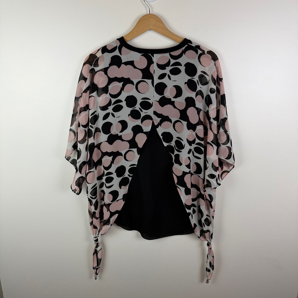 Joseph Ribkoff Polka Dot Sheer Overlay Blouse Size 4‎ Retro Lightweight Lined - Picture 5 of 10